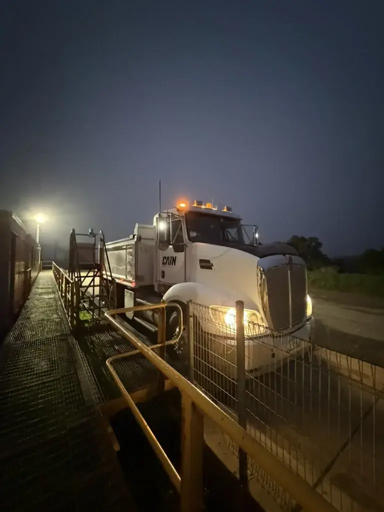 CEG tandem tipper being loaded with spoil